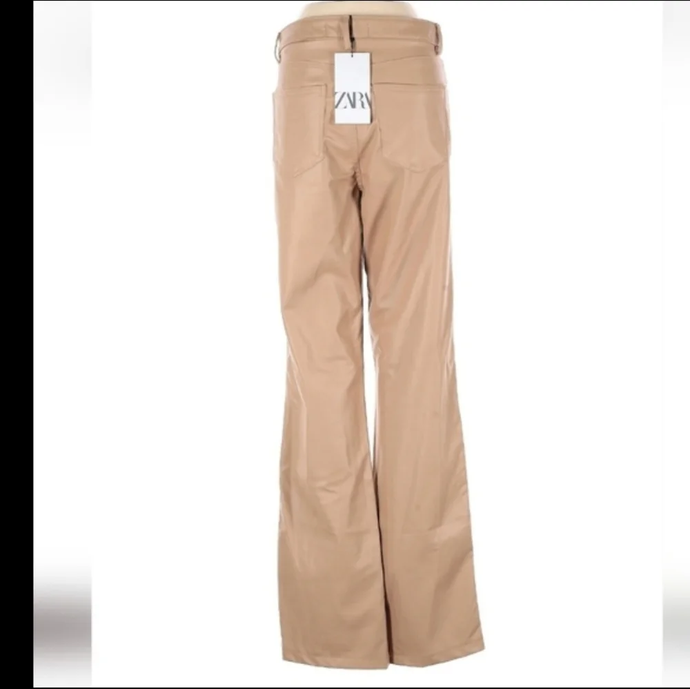ZARA * STRAIGHT LEG FAUX LEATHER PANTS Tan Size 4